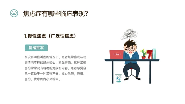 蓝色简约什么是焦虑症焦虑科普ppt