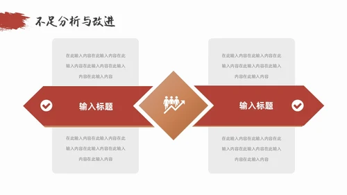 红色金色简约中国风季度工作总结PPT模板