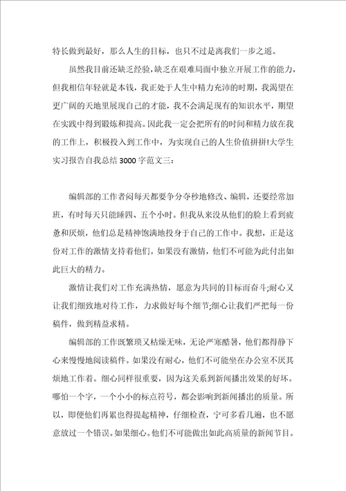 大学生实习报告自我总结3000字