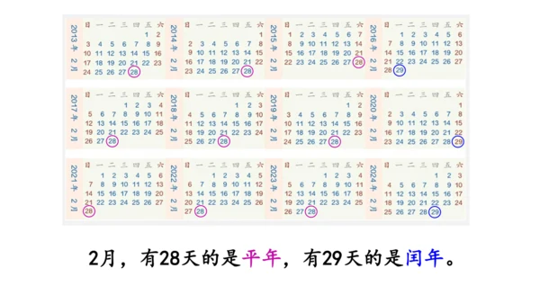 2024（大单元教学）人教版数学三年级下册6.2  认识平年和闰年课件（共19张PPT)