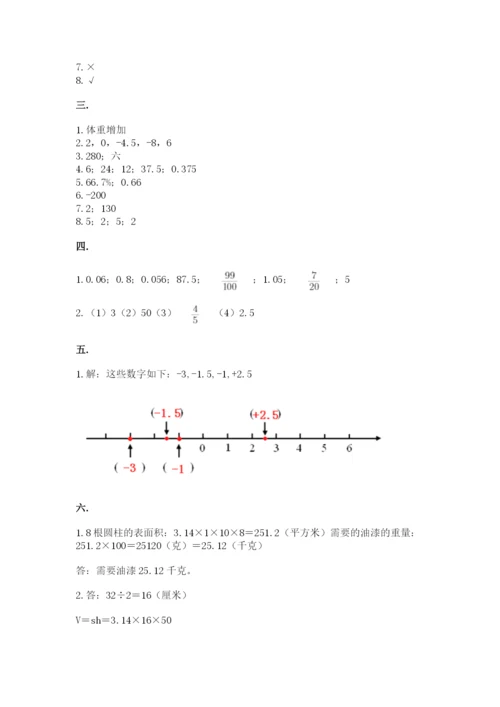 苏教版数学六年级下册试题期末模拟检测卷精品（网校专用）.docx