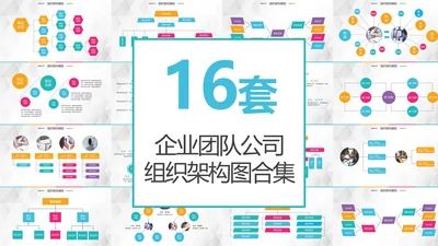 简约彩色企业组织架构图合集通用PPT模板