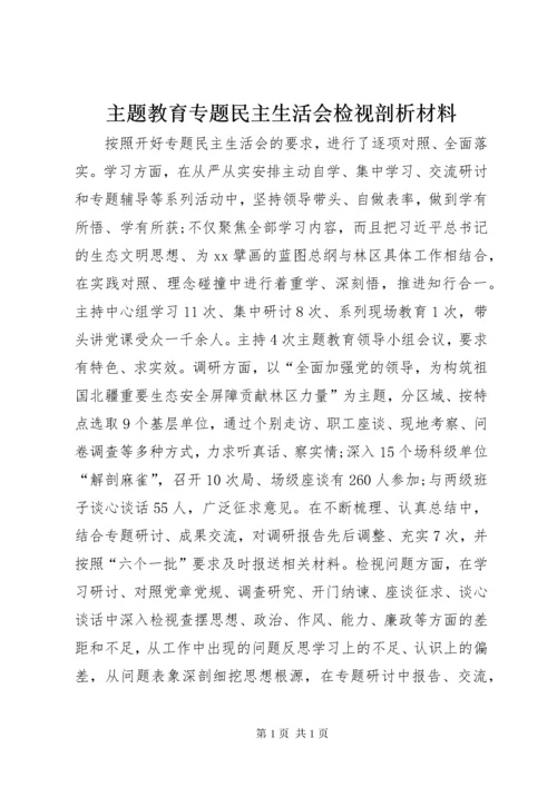 主题教育专题民主生活会检视剖析材料.docx