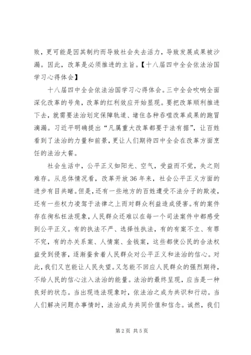 学习党的十八届四中全会精神依法治国心得体会 (6).docx