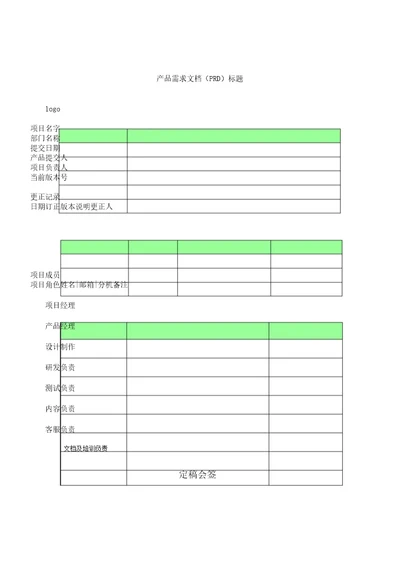 产品需求文档模板PRD