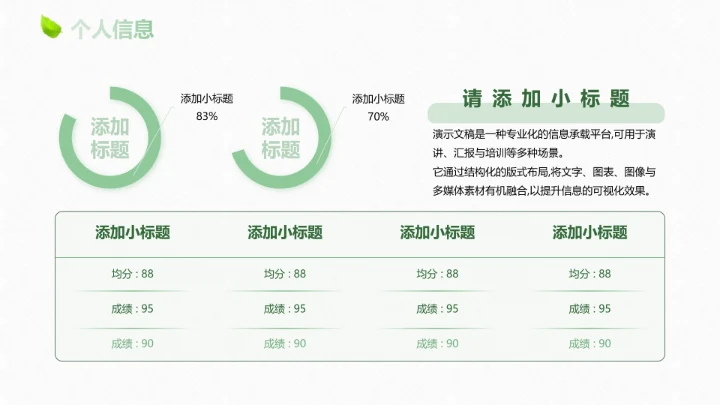 绿色清新自我介绍PPT模板