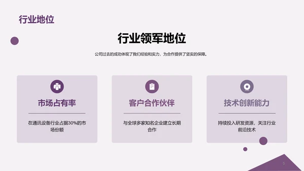 紫色商务现代通讯行业部门工作总结PPT模板