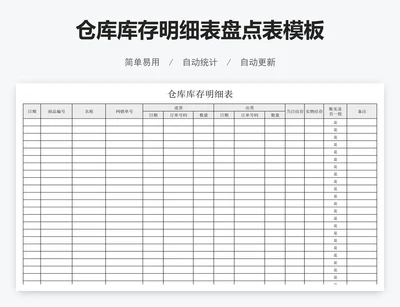 仓库库存明细表盘点表模板
