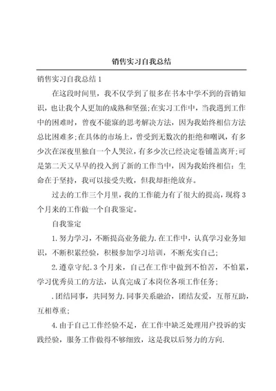 销售实习自我总结