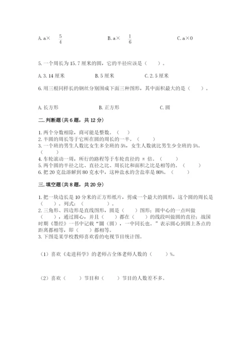 小学六年级上册数学期末测试卷含完整答案（名师系列）.docx
