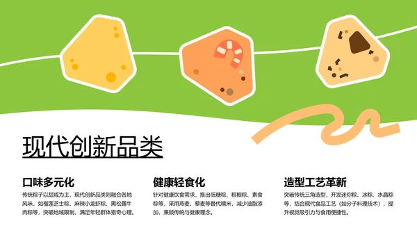 绿色创意几何中国传统美食粽子介绍介绍PPT模板