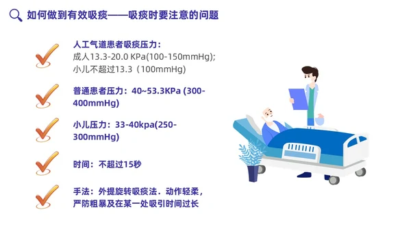 蓝色插画简约卡通吸痰护理PPT模板护理查房