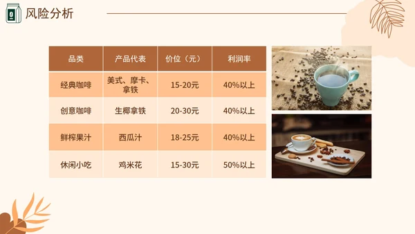 咖啡色大学生咖啡馆创业计划书融资PPT模板