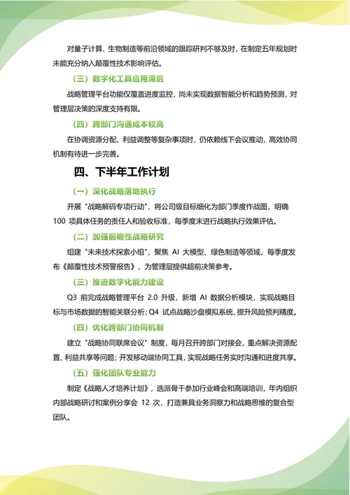 战略管理部年中工作总结(年度年终通用)