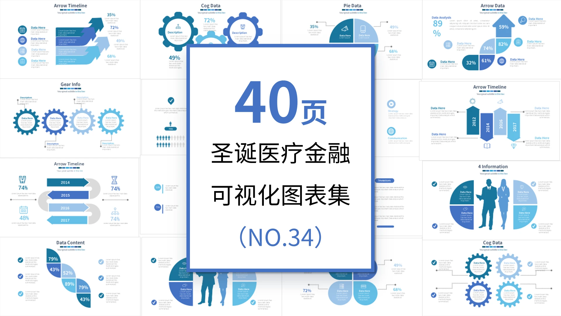 蓝色简约医疗可视化图表PPT模板宣传PPT动态PPT