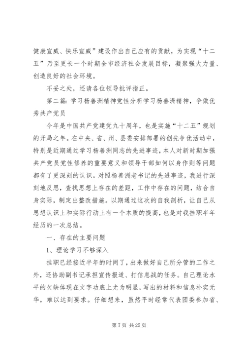 宣传部长学习杨善洲精神党性分析材料.docx