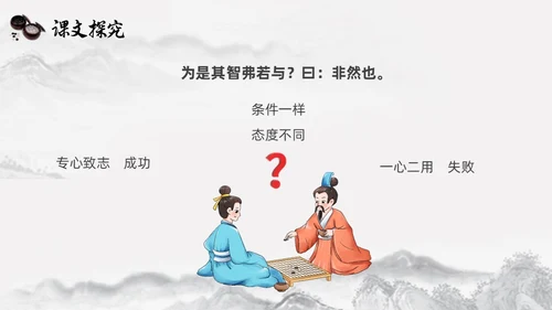 黑白古风人教版语文学弈说课课件PPT模板六年级语文下册课件