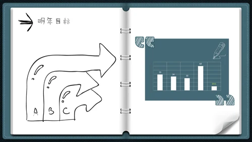 笔记本翻页式教师教学工作总结通用PPT模板