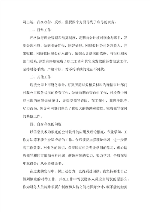 2022公司出纳个人实习总结多篇