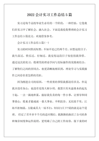 2022年会计实习工作总结5篇