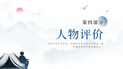 蓝色简约风余华个人介绍PPT模板人物介绍
