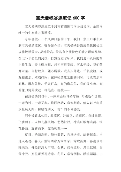 宝天曼峡谷漂流记600字.docx