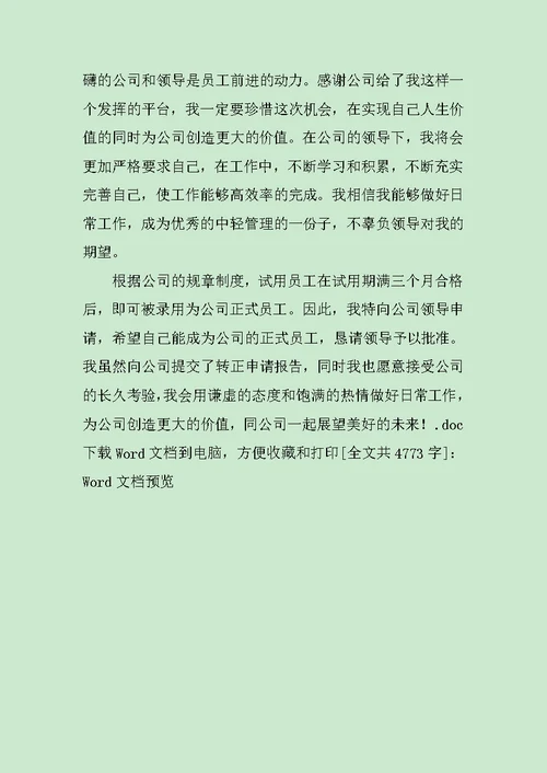 公司监理员试用期转正工作总结范文