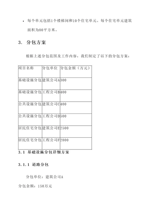 建设新农村项目分包方案