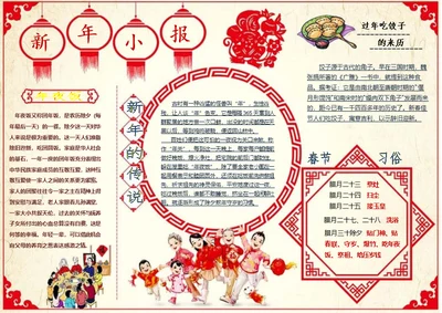 新年手抄报电子小报2份 word