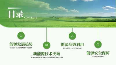 绿色简约风4项目录页PPT单页