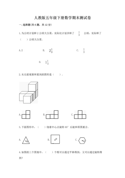 人教版五年级下册数学期末测试卷（模拟题）word版.docx