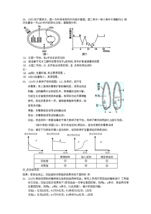 高考理综模拟试题试卷4