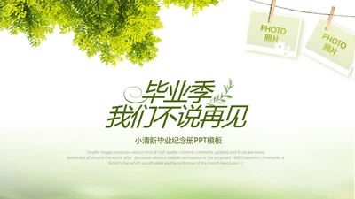 绿色文艺致青春毕业季大学毕业纪念册相册PPT