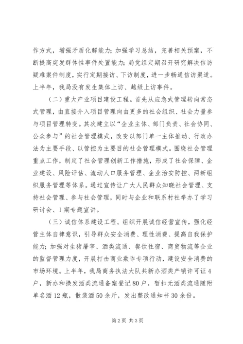 县社会管理上半年工作报告.docx