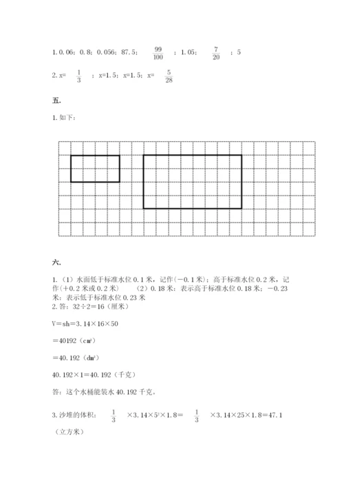 人教版数学六年级下册试题期末模拟检测卷精品（全国通用）.docx