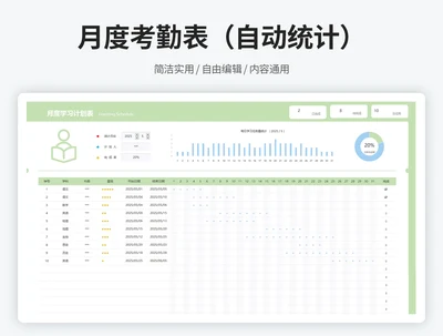 月度学习计划表（甘特图）