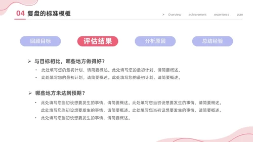 粉色简约商务插画风工作复盘工作总结PPT
