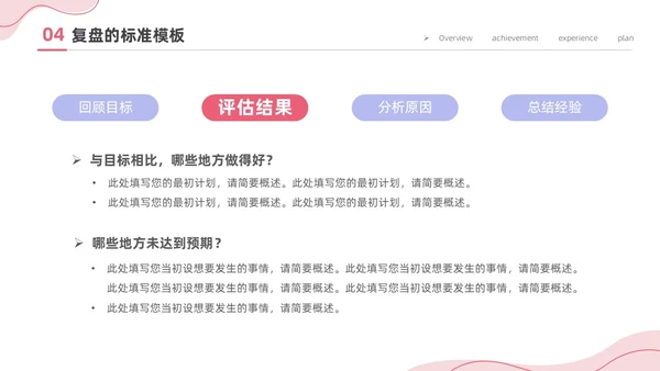 粉色简约商务插画风工作复盘工作总结PPT