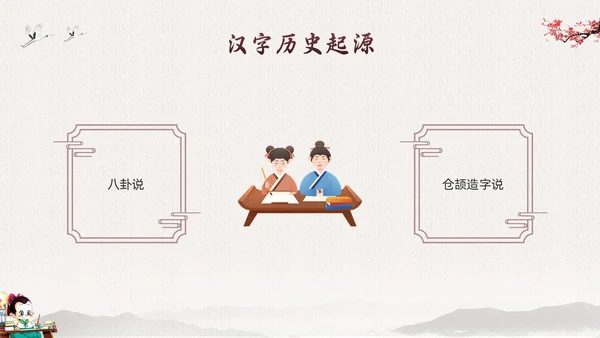 棕色古风走进趣味汉字世界PPT模板宣传PPT动态PPT中国传统文化汉字