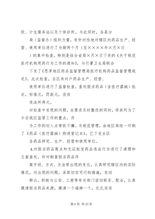 思茅地区药品监督管理局工作总结及工作计划.docx