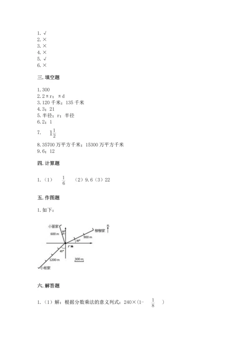 小学六年级上册数学期末测试卷及完整答案【名师系列】.docx