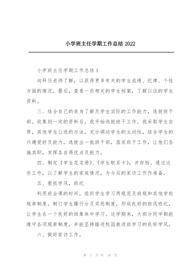 小学班主任学期工作总结2022.docx