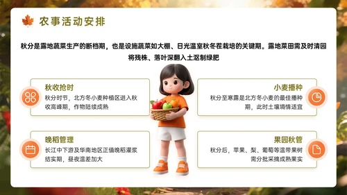 橙墨绿色3D秋分节气知识PPT模板