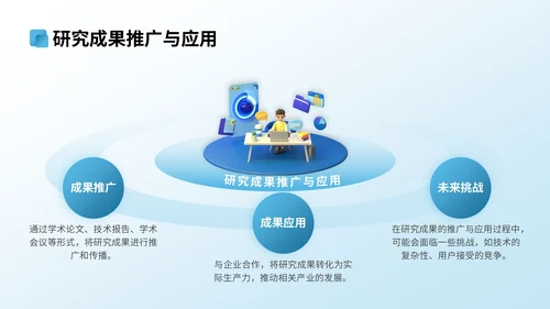 蓝色3D立体风计算机专业文献汇报PPT模版