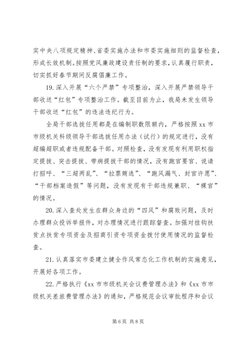 投资促进局XX年落实党风廉政建设监督责任清单情况报告.docx