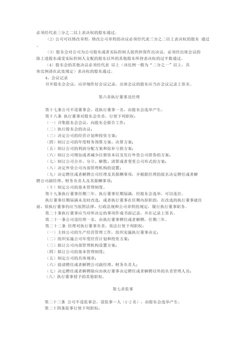 外商合资有限责任公司设执行董事、不设监事会章程参考样式.docx
