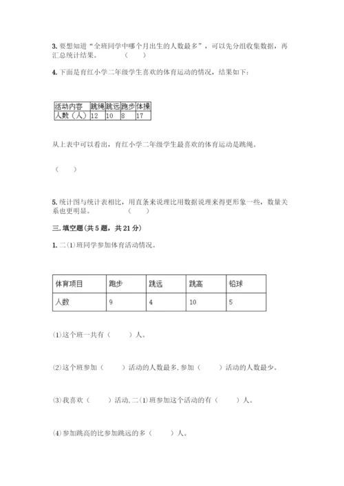 人教版二年级下册数学第一单元-数据收集整理-测试卷带答案【综合题】.docx