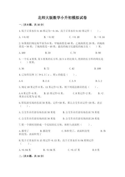 北师大版数学小升初模拟试卷含完整答案（典优）.docx