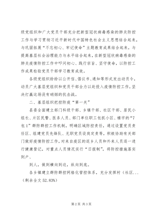 疫情政务信息——某县让党旗在战“疫”中熠熠生辉.docx