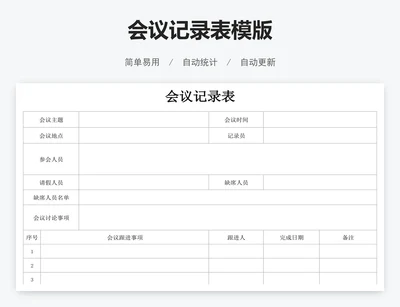 会议记录表模版